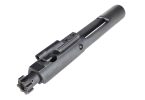 A bolt carrier group component shown at an angle on a white background