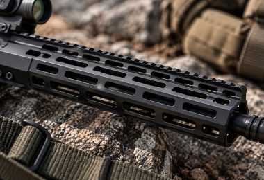 AR-15 free-float handguard with M-LOK slots and top Picatinny rail