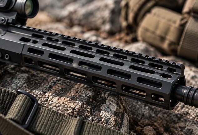 AR-15 free-float handguard with M-LOK slots and top Picatinny rail